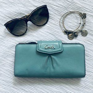 Coach Sky Blue Bifold Leather Wallet
